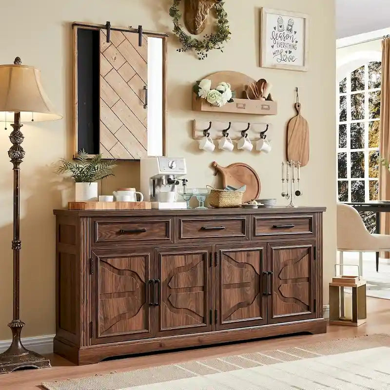 Credenza a buffet in stile rustico, mobile per angolo caffè o bar per vini per sala da pranzo - N/A