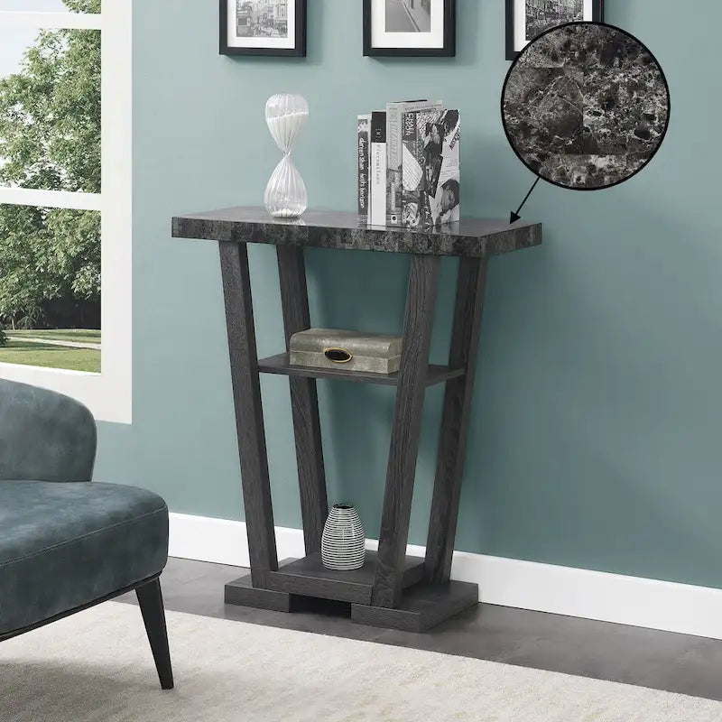 Newport V-consoletafel met planken van Convenience Concepts