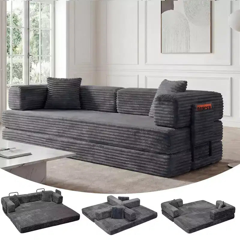 80.7 5-in-1-Schlafsofa mit Cordbezug, 1200 lbs, keine Montage erforderlich