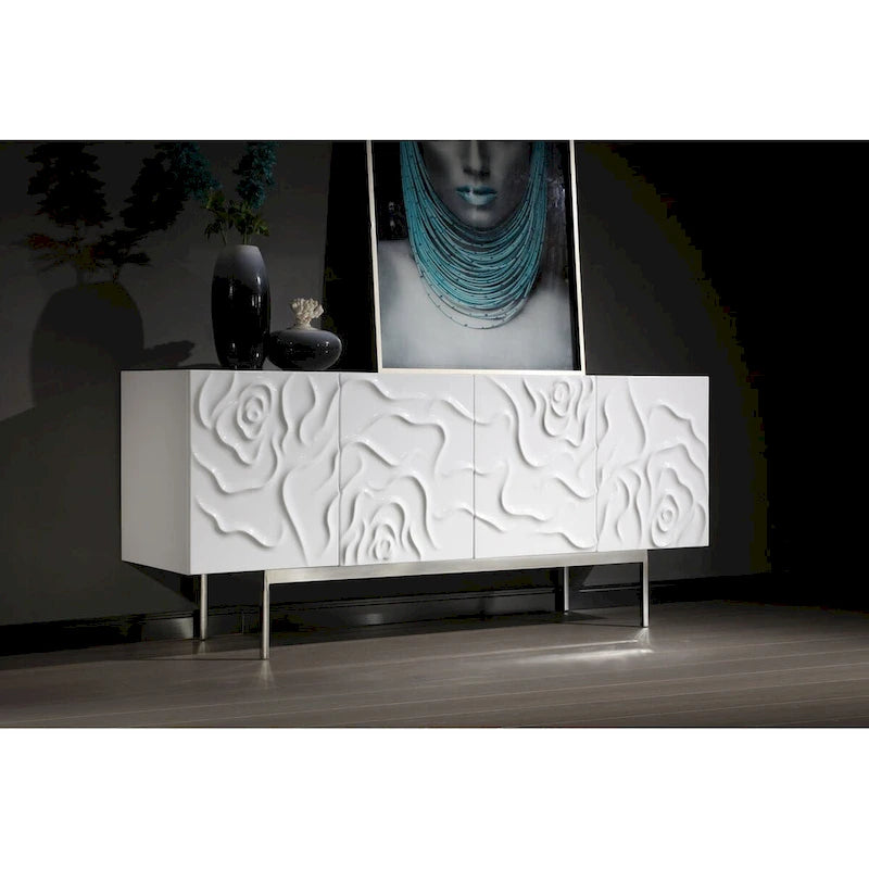 Moderner weißer Hochglanz-Buffetschrank mit Türen mit Soft-Close-Funktion