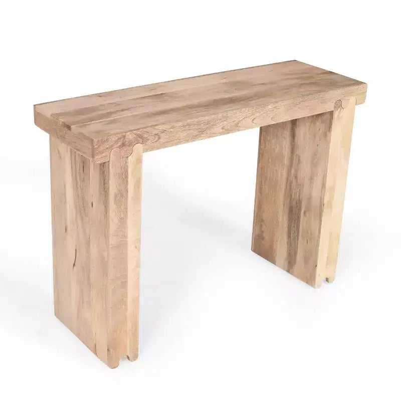 Consolle e tavolino da ingresso Whisen in legno di mango, stile rustico minimalista, con piano spesso