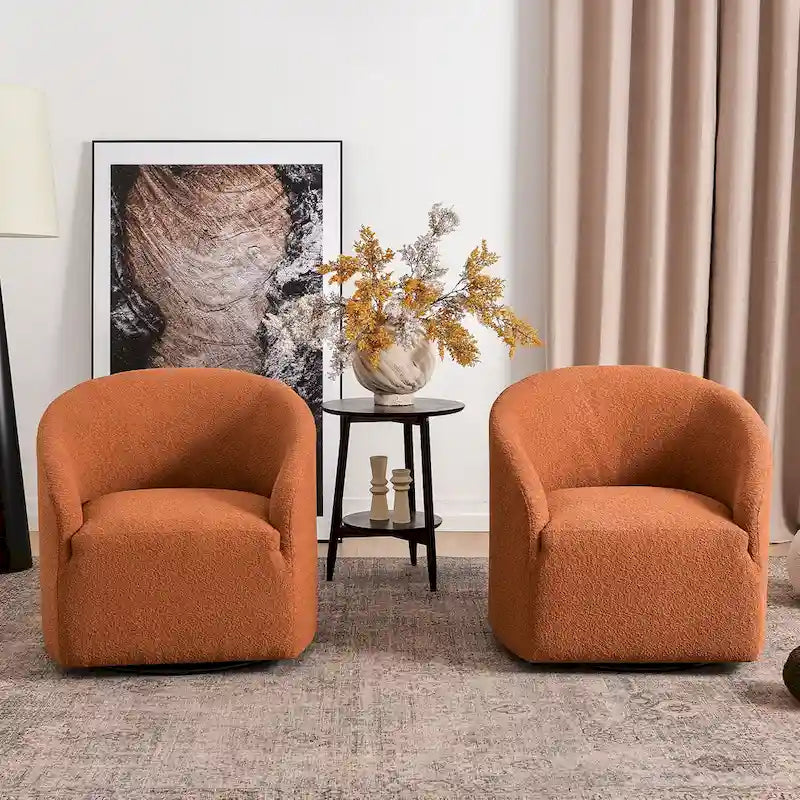 Fauteuil pivotant tonneau KINWELL 32 W rembourré en bouclé (lot de 2)