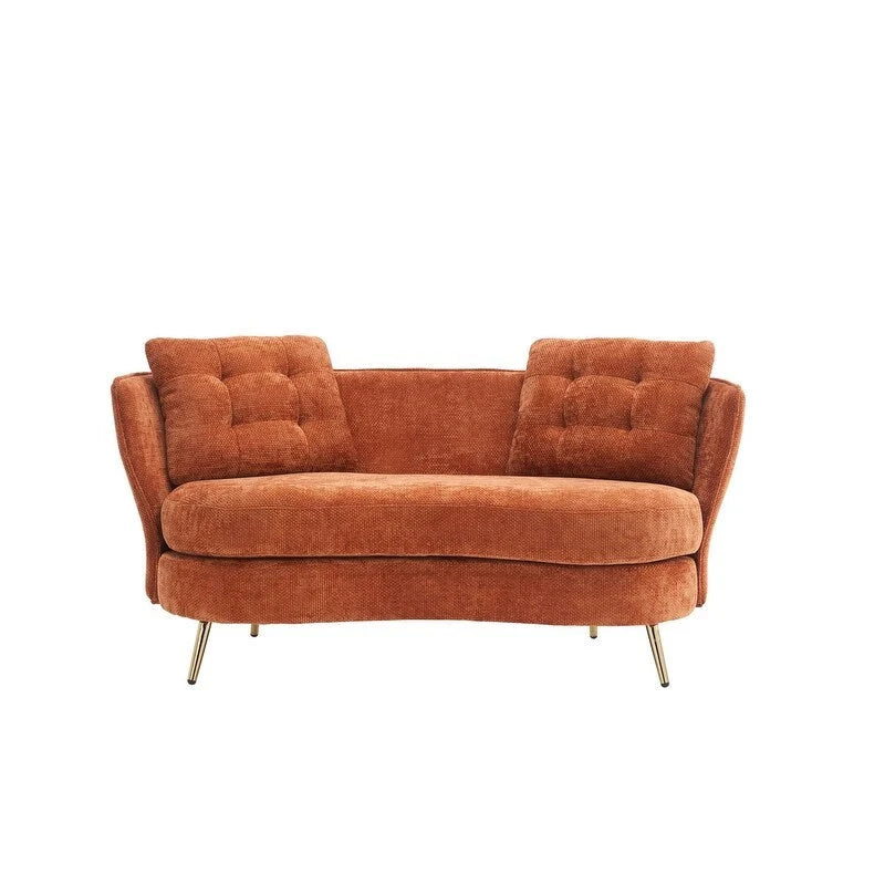 Gepolstertes Sofa mit goldfarbenen Metallbeinen, Club-Zweisitzer für Wohn- und Lesezimmer, Schlafzimmer, Apartment, kleine Räume und Wohnheime