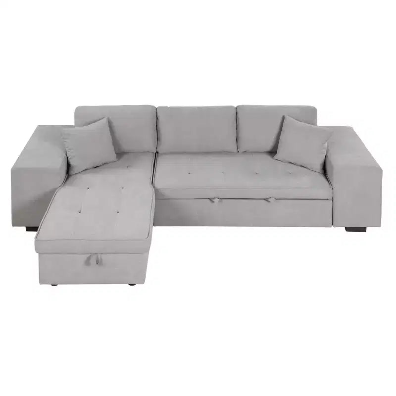Divano componibile letto reversibile a L da 104.5 con chaise longue contenitore e 2 sgabelli - Divano letto trasformabile a 3 posti per il soggiorno