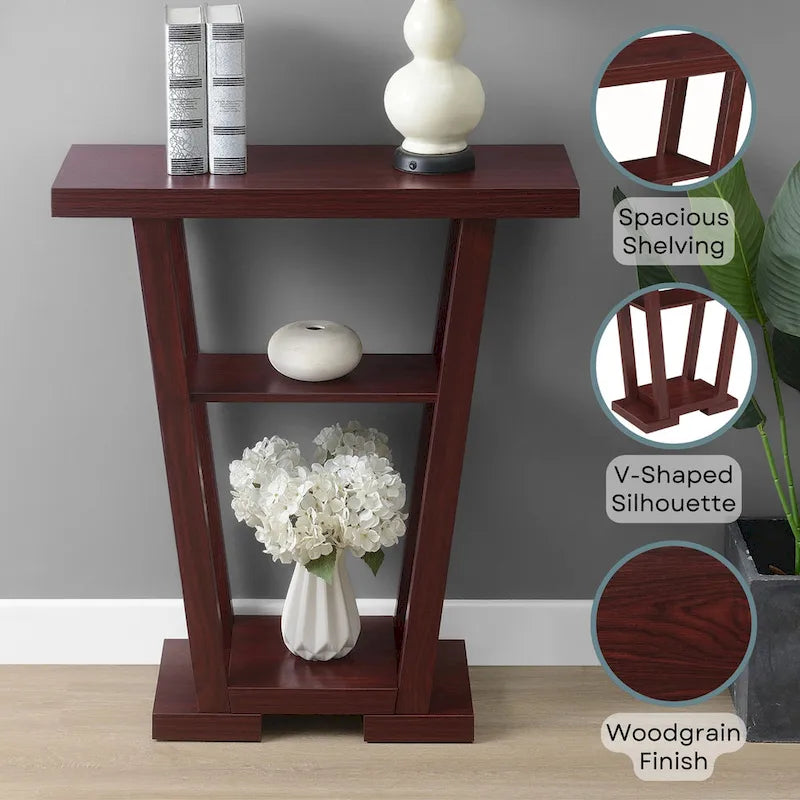 Newport V-consoletafel met planken van Convenience Concepts