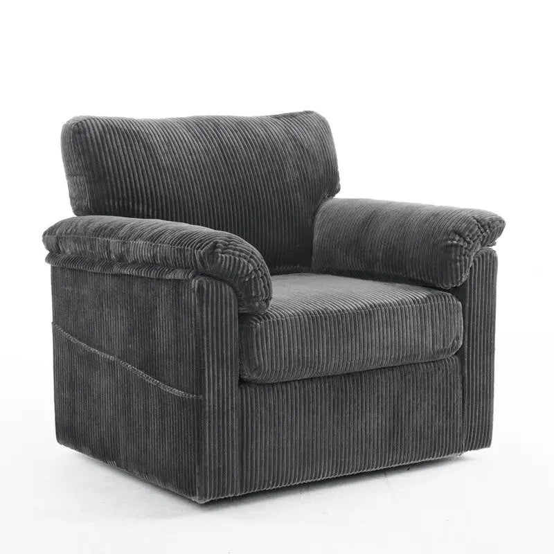 Fauteuil pivotant une place en velours côtelé de 33 pouces
