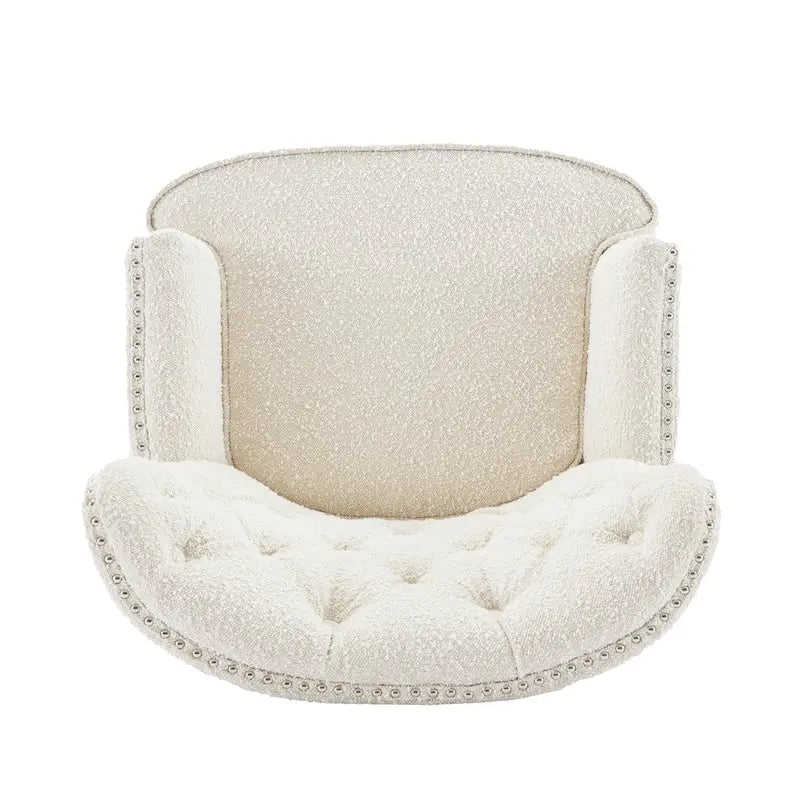 Fauteuil club en bouclé couleur amande avec clous décoratifs, par Christopher Knight Home