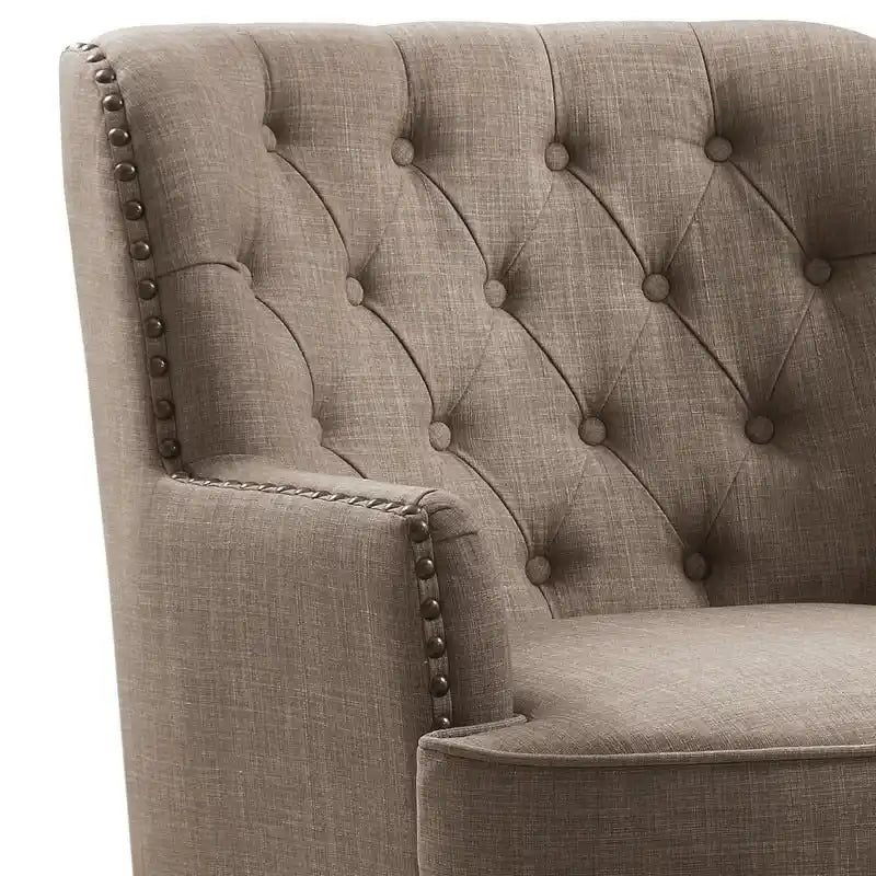 Poltrona decorativa Moser Bay Mignon in velluto/lino, larga 30, con schienale alto e bottoni