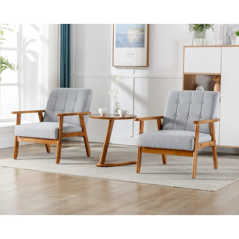 Set van 2 accentstoelen met bijzettafel, fauteuils voor woonkamer, slaapkamer of kantoor - 30.71H*25.39W *27.95D