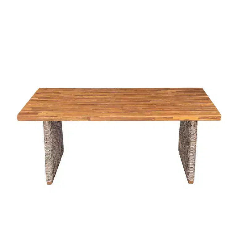 Christopher Knight Home Ferb 7-teiliges Boho-Essgruppe für draußen aus Akazienholz und Korbgeflecht mit Polstern