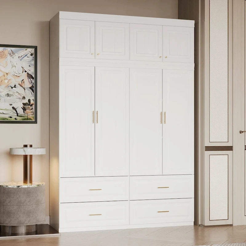 Kleiderschrank mit Kleiderstange und 4 Schubladen, viel Stauraum