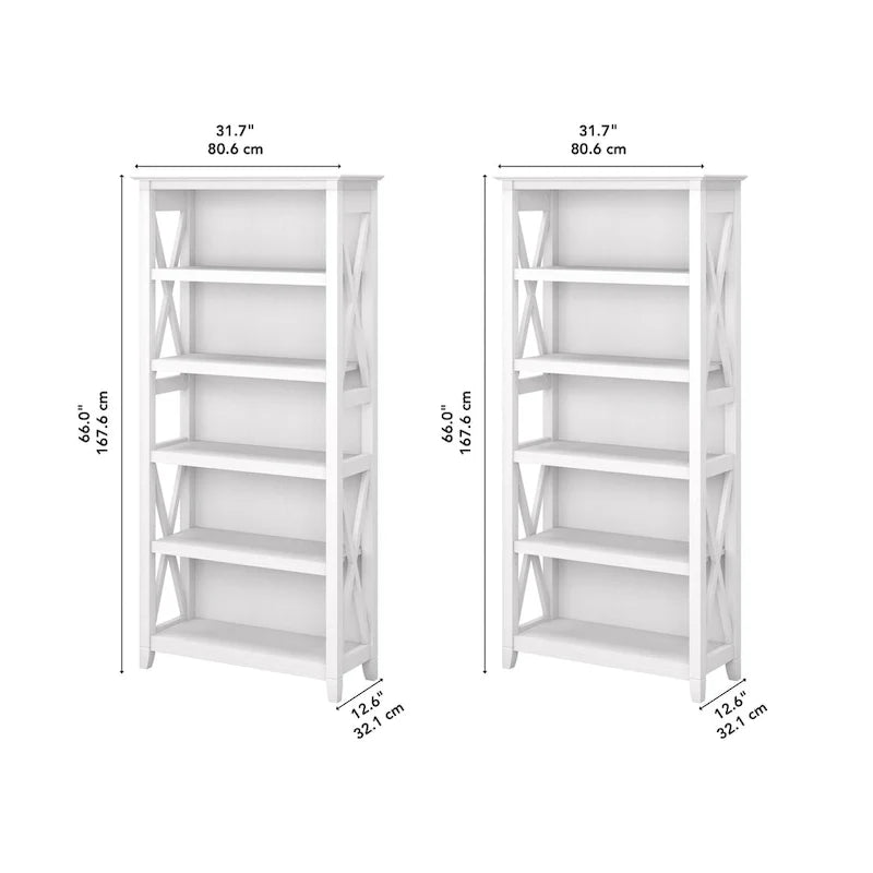 Boekenkast met 5 planken uit de Key West-serie van Bush Furniture