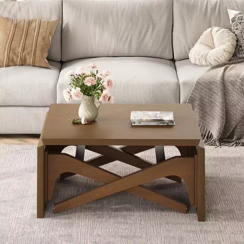 Table basse 2-en-1, table de salle à manger extensible, table à hauteur réglable pour la maison et le bureau, gain de place - ModernLuxe