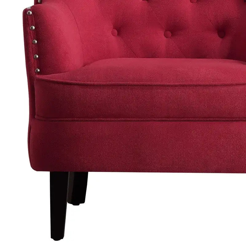 Poltrona decorativa Moser Bay Mignon in velluto/lino, larga 30, con schienale alto e bottoni