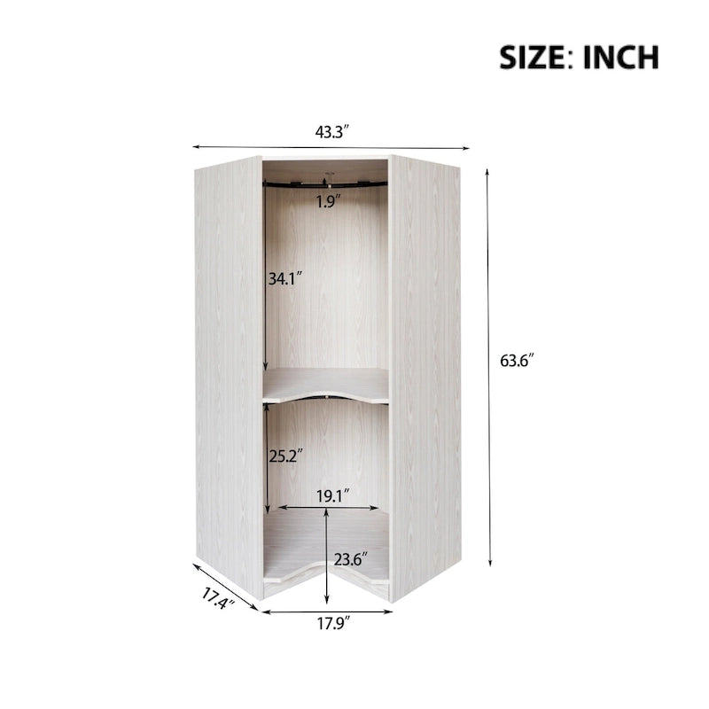Polygon-Eckkleiderschrank mit 2 Türen