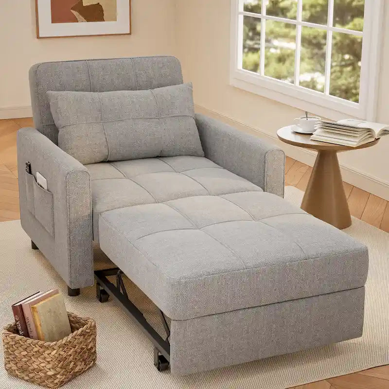 3-in-1-Ausziehbarer Schlafsessel mit Schlaffunktion, umwandelbares, verstellbares und faltbares Polstersofa