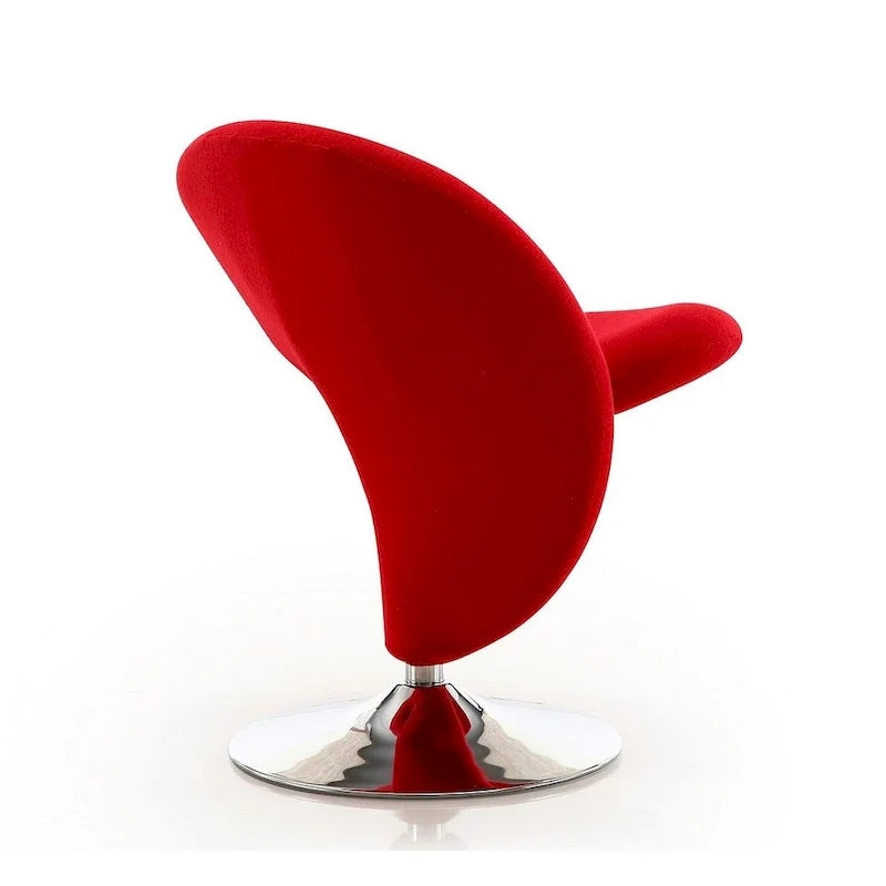 Poltrona girevole decorativa Curl Manhattan Comfort in misto lana e cromo (set da 2)