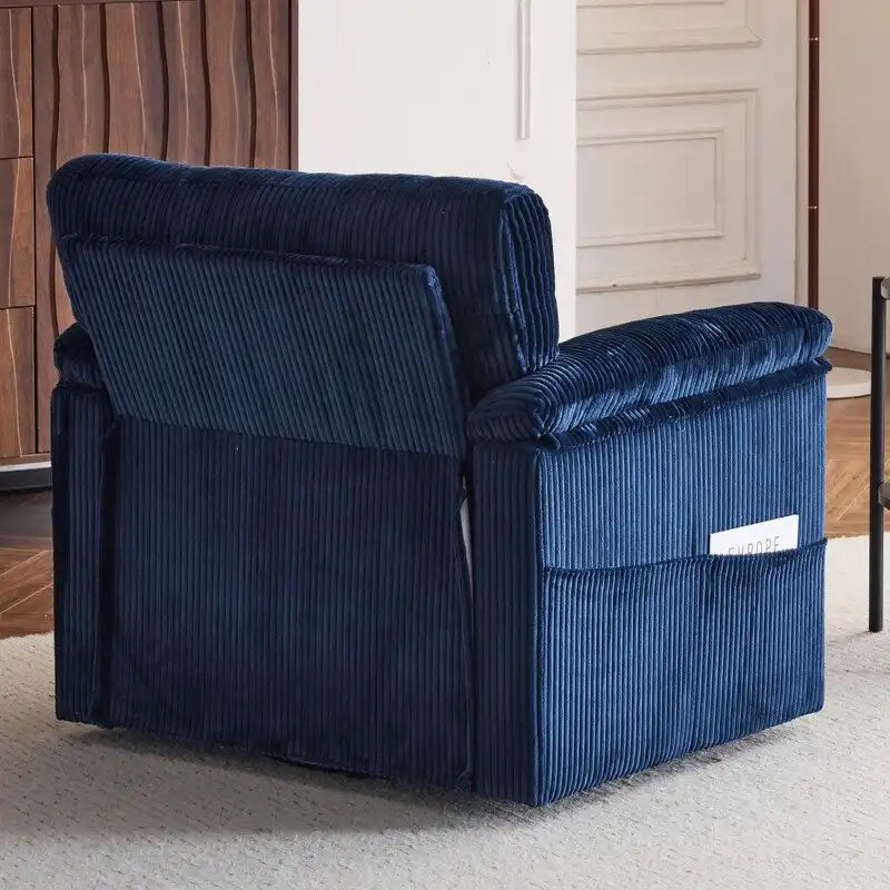 Fauteuil pivotant une place en velours côtelé de 33 pouces