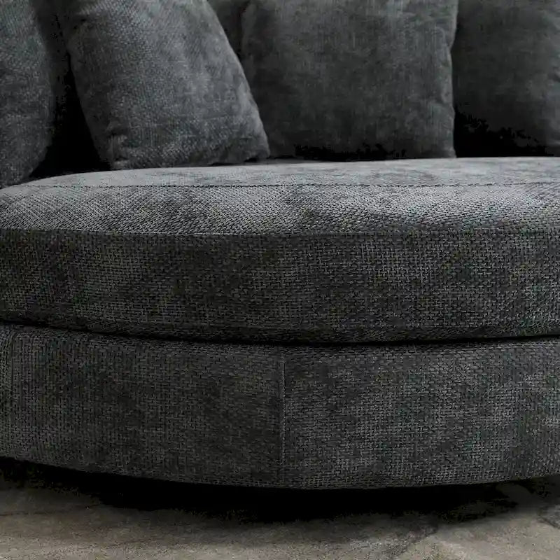 Fauteuil canapé moderne rond de style tonneau avec 5 coussins et pouf en option