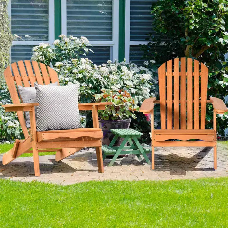 Costway, lot de 4 fauteuils Adirondack pliants en bois d’eucalyptus naturel pour l’extérieur