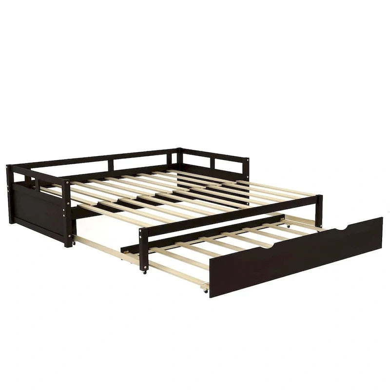 Ausziehbares Tagesbett mit Ausziehbett, Holztagesbett mit Ausziehbett