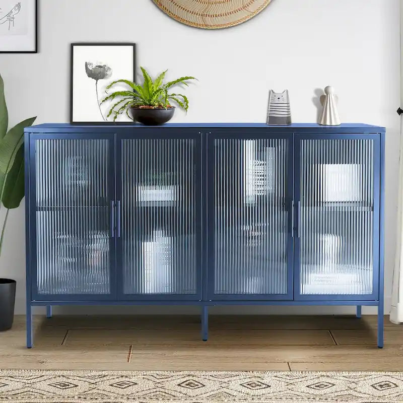 Metallschrank mit gehärteter Glasscheibe und verstellbarem Einlegeboden