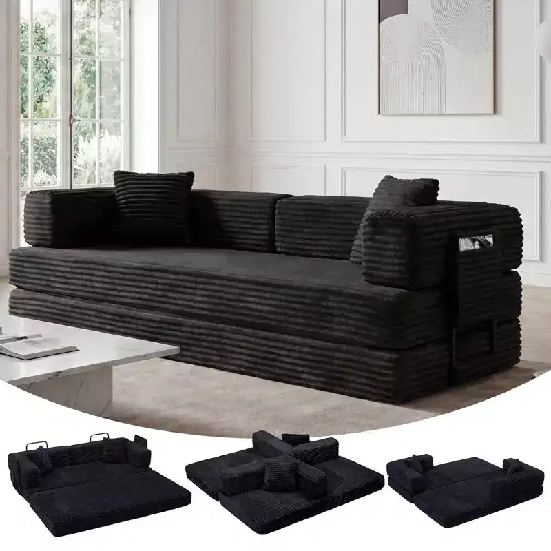 80.7 5-in-1-Schlafsofa mit Cordbezug, 1200 lbs, keine Montage erforderlich
