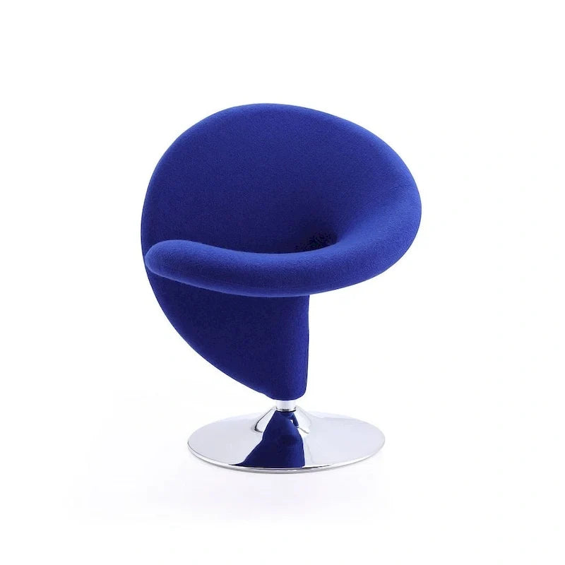 Poltrona girevole decorativa Curl Manhattan Comfort in misto lana e cromo (set da 2)