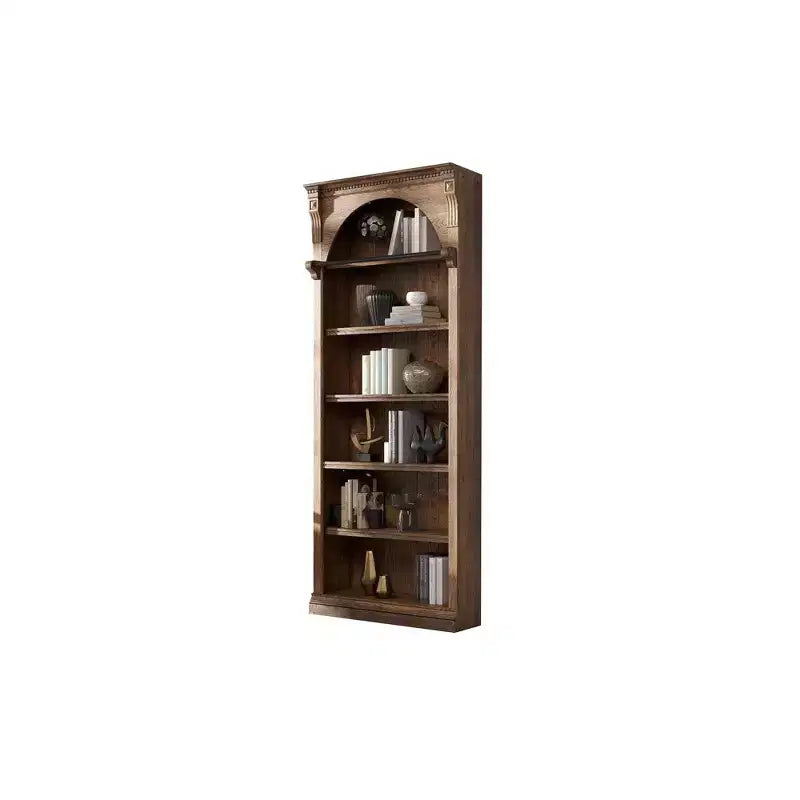Traditionele hoge houten boekenkast van 94 met opbergruimte, Stratton-collectie, bruin - Martin Furniture