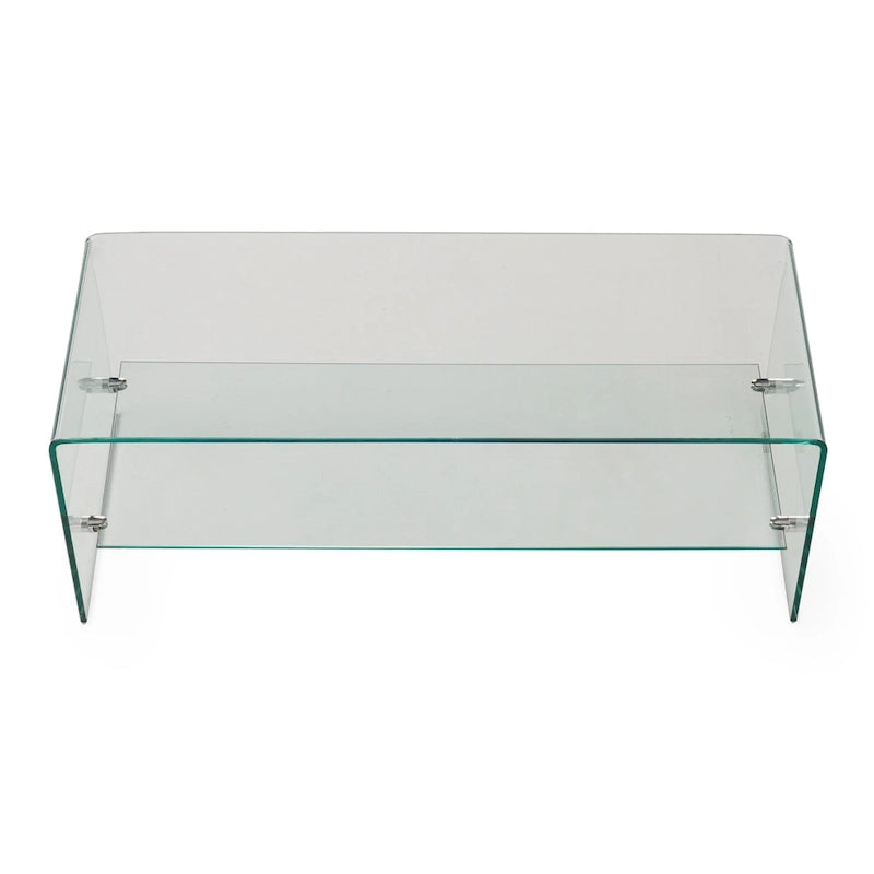 Meuble TV transparent de 39.37 avec dos ouvert et étagère en verre pour téléviseurs jusqu’à 39