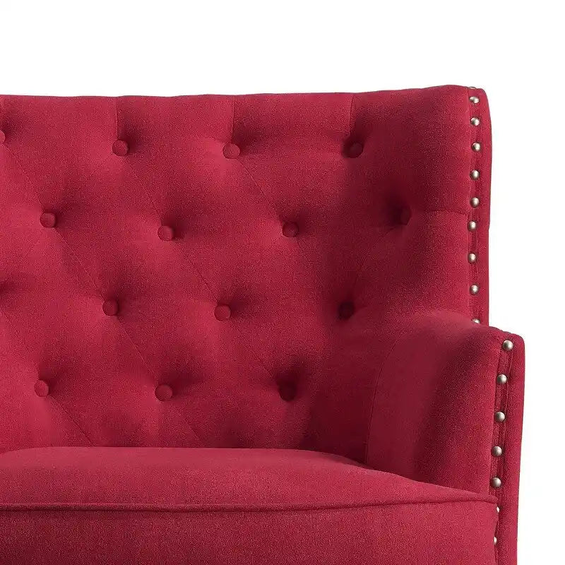 Poltrona decorativa Moser Bay Mignon in velluto/lino, larga 30, con schienale alto e bottoni