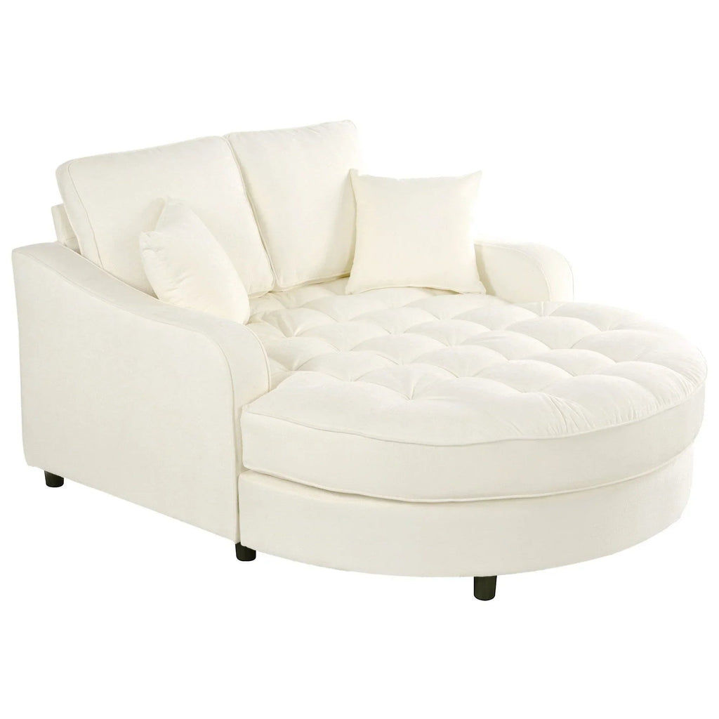 Chaiselongue-Schlafsofa aus Chenille, gepolstertes Sofa mit gesteppter Rückenlehne und 2 abnehmbaren Kissen für das Wohnzimmer