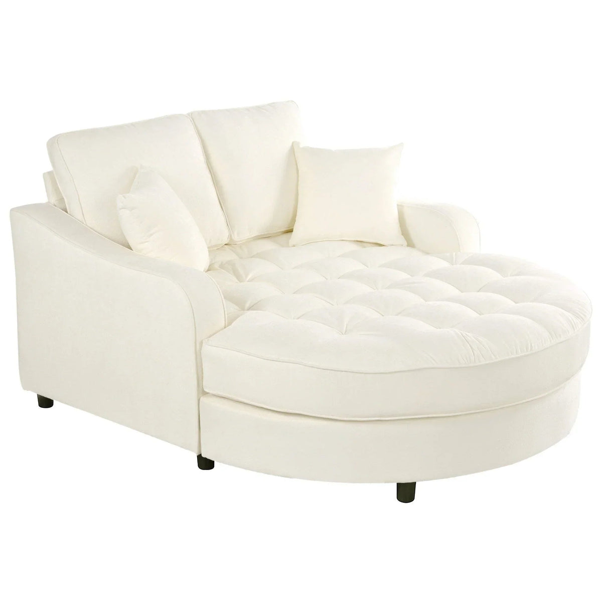 Chaiselongue-Schlafsofa aus Chenille, gepolstertes Sofa mit gesteppter Rückenlehne und 2 abnehmbaren Kissen für das Wohnzimmer