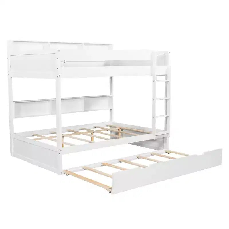 Luxystar modern stapelbed met twee tweepersoonsbedden, planken en onderschuifbed