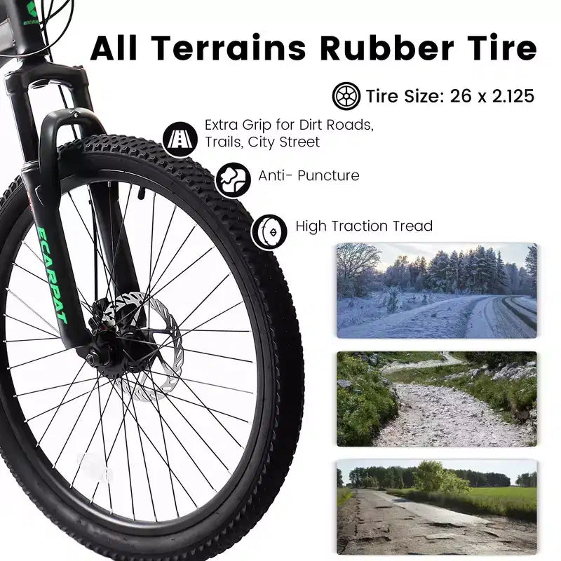 Mountain bike Okak da 26IN con freni a disco, bici per adulti a 21 velocità con telaio resistente e doppia ammortizzazione posteriore, per il ciclismo su strada in città