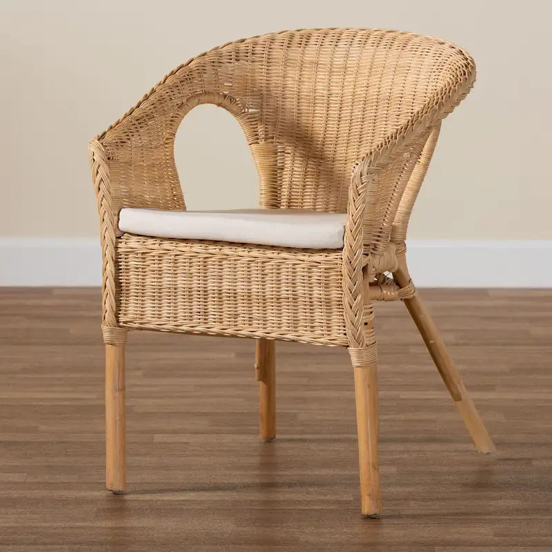 Sedia da pranzo Abbey in rattan naturale, stile boho moderno