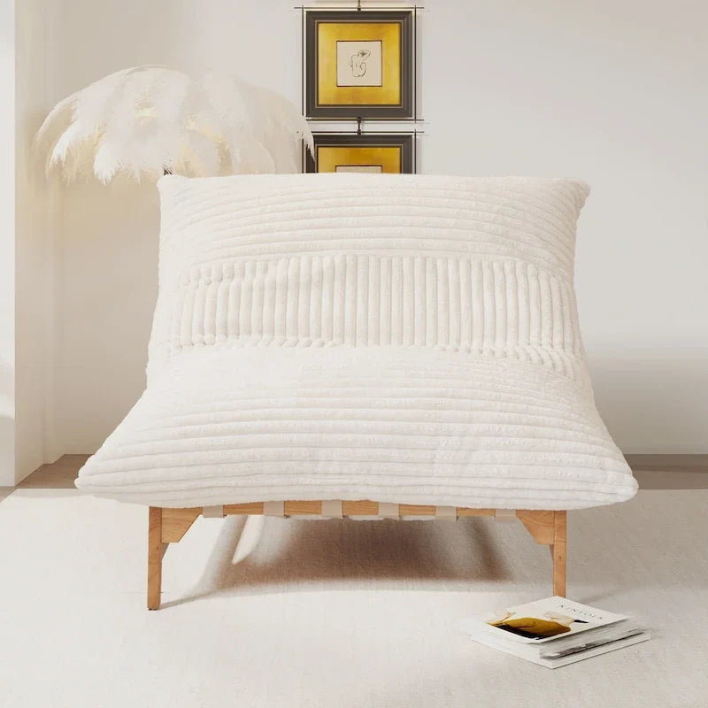 Fauteuil poire d’appoint grand format en peluche, avec structure en bois massif, confortable et garni de duvet