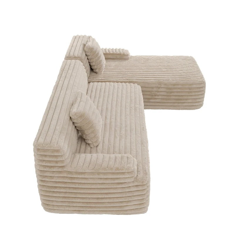 Cloud-Ecksofa, modernes Polstersofa mit 2 Zierkissen, frei kombinierbares Sofa, modulares Ecksofa in L-Form