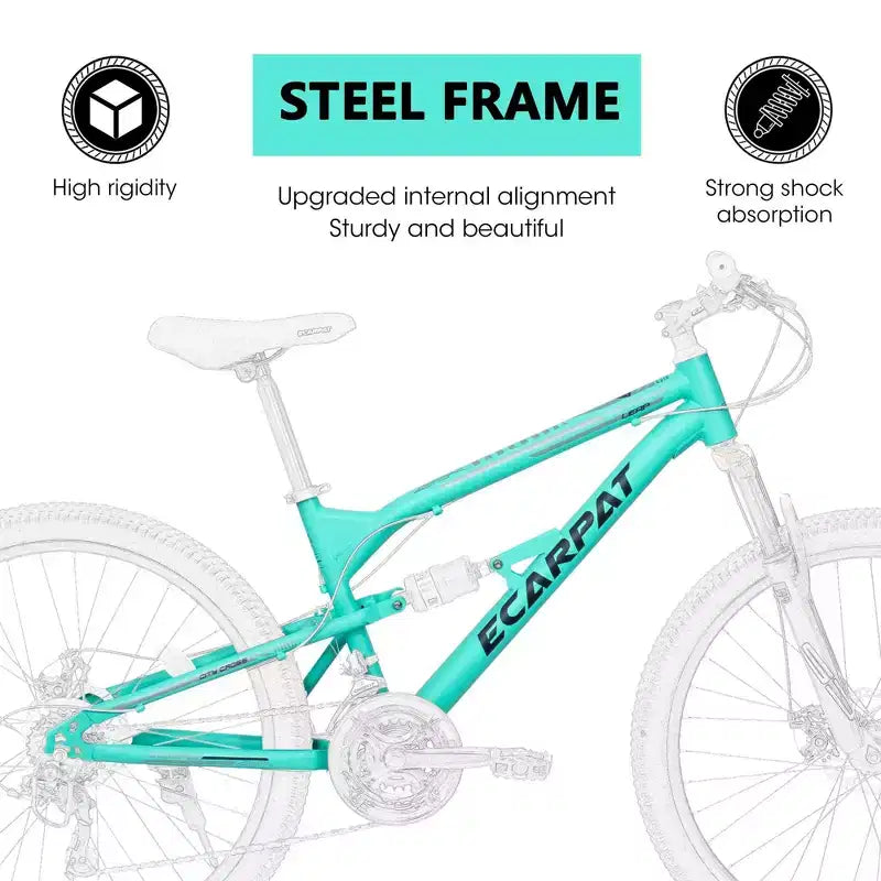 Vélo de montagne NAYSAYE 26 Inch pour adulte, cadre en acier, 21 vitesses, fourche à suspension, pour les sorties en plein air, bleu, 68.00*27.00*38.00