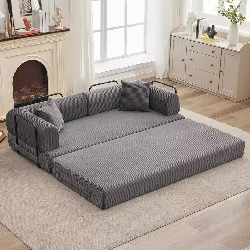 Acekool Schlafsofa mit umwandelbarem Bodensofa-Design, tiefer Sitzfläche und angenehmem Cordbezug