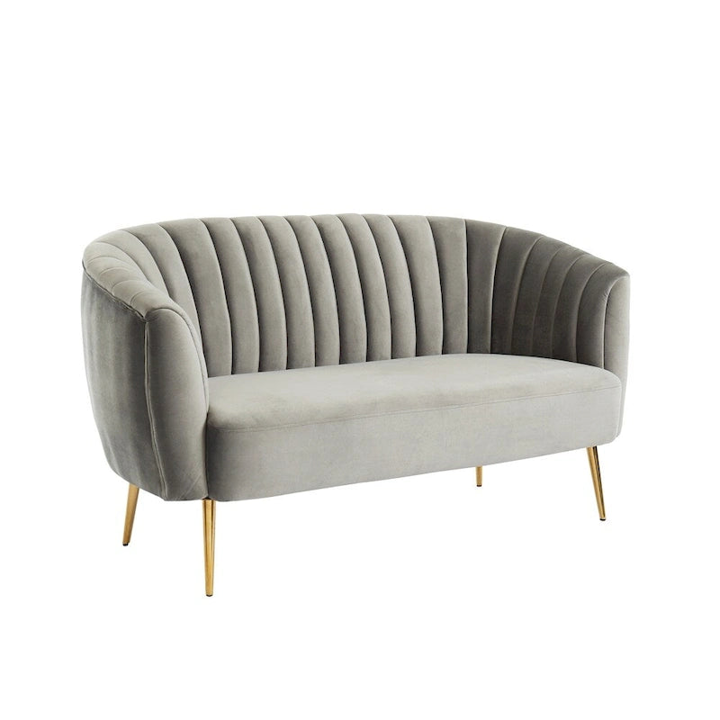 Albany zeitgemäßes Samt-Mikrofaser-Loveseat mit Knopfheftung von Silver Orchid