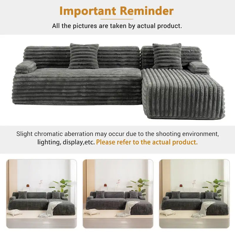 Cloud-Ecksofa, modernes Polstersofa mit 2 Zierkissen, frei kombinierbares Sofa, modulares Ecksofa in L-Form