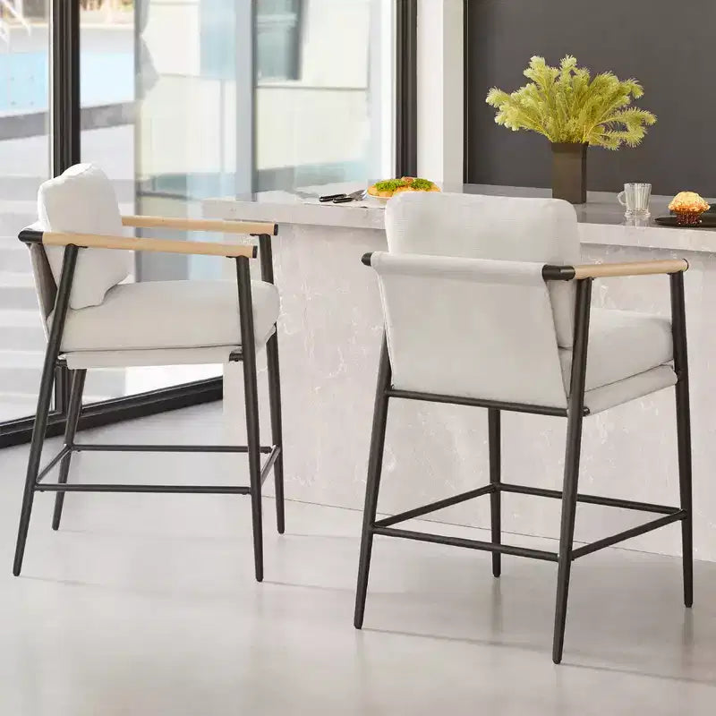 Spruce&Spring Modern Counter Stools with Arm & Metal Frame Set of 2