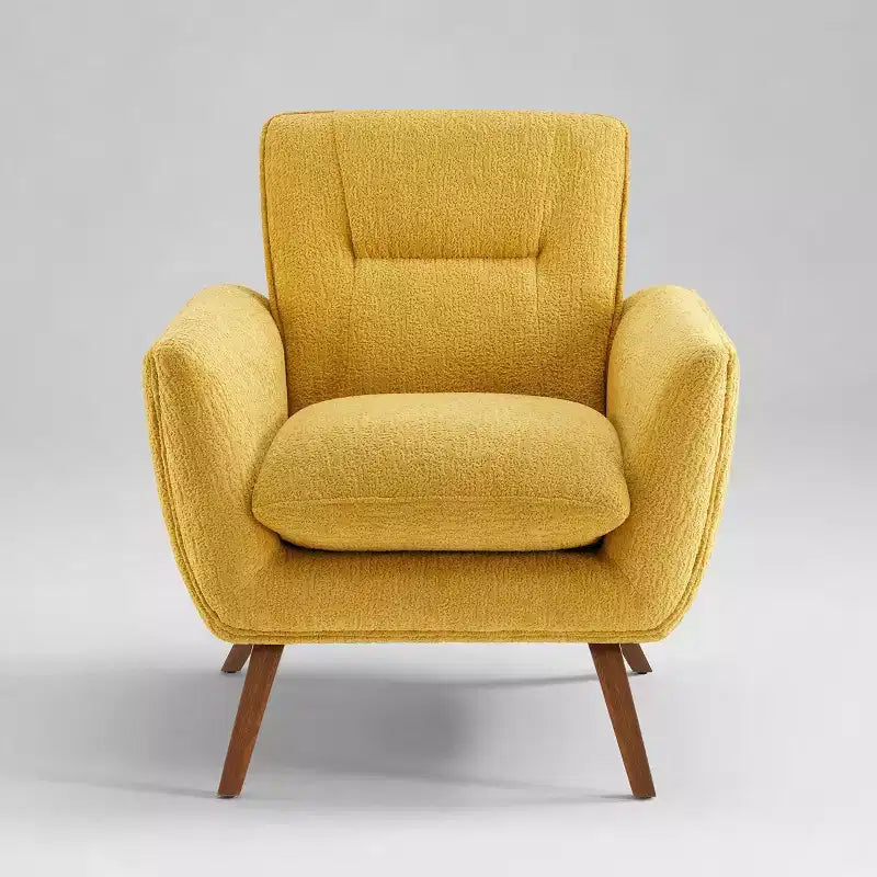 Poltrona d'accento Art Leon in flanella jacquard confortevole con gambe in legno