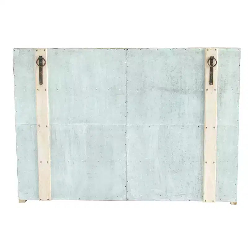Armoire de rangement haute de 40, en bois récupéré et métal, à 4 portes vitrées, marron