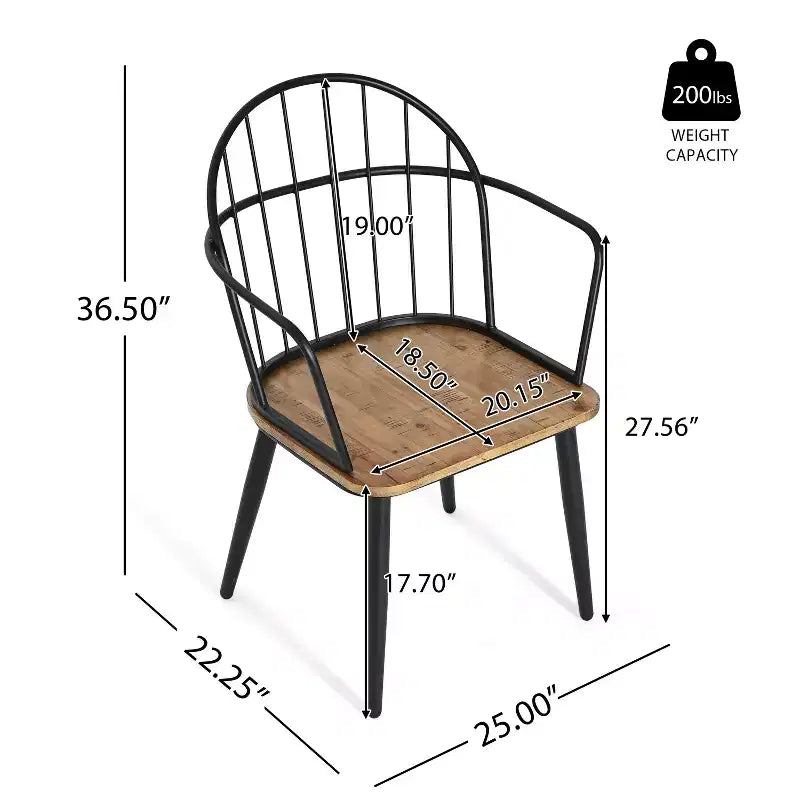 Set da pranzo da 5 pezzi con 4 sedie e tavolo rotondo/quadrato, nero+naturale/noce-ModernLuxe