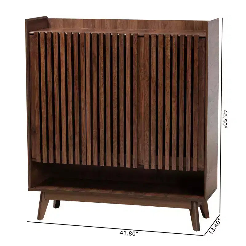 Schuhschrank Delaire im Mid-Century-Modern-Stil, Nussbaumholzoptik