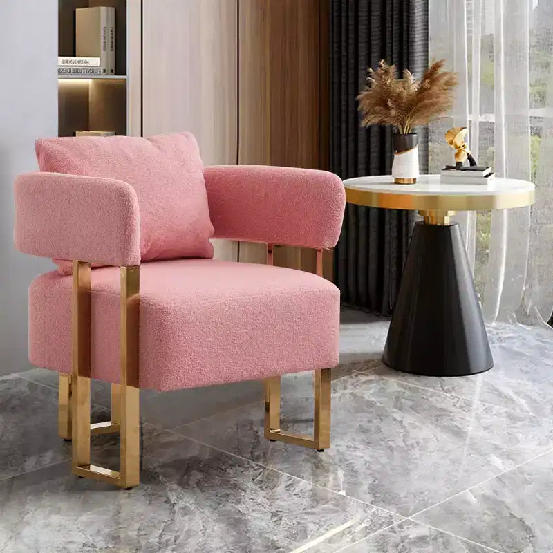 Set van 2 moderne gestoffeerde fauteuils met gouden metalen poten voor woonkamer, slaapkamer of kantoor