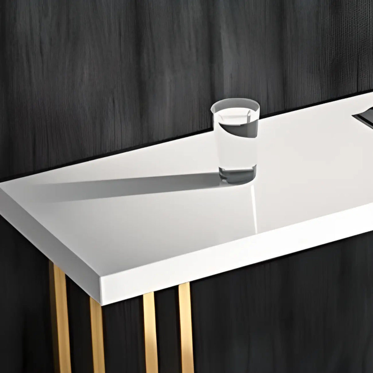 Luxe rechthoekige houten bartafel met gouden sledevoet om aan te dineren