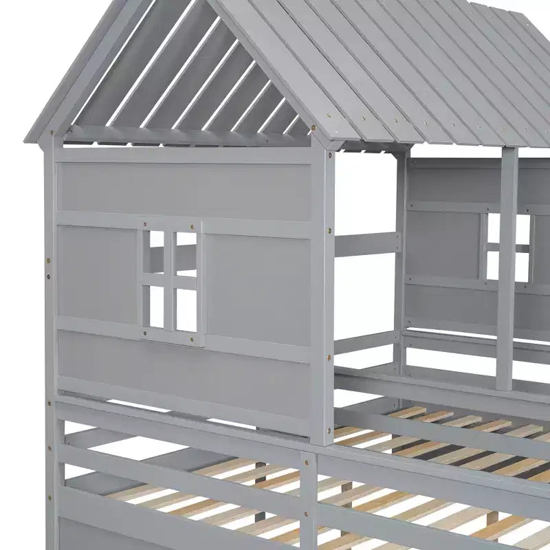 Lits plateformes Whisen House avec deux tiroirs pour chambre partagée de garçon et de fille